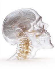 Fototapeta premium Mri scan visualization of human skull medical research facility educational content clinical environment side view anatomy concept