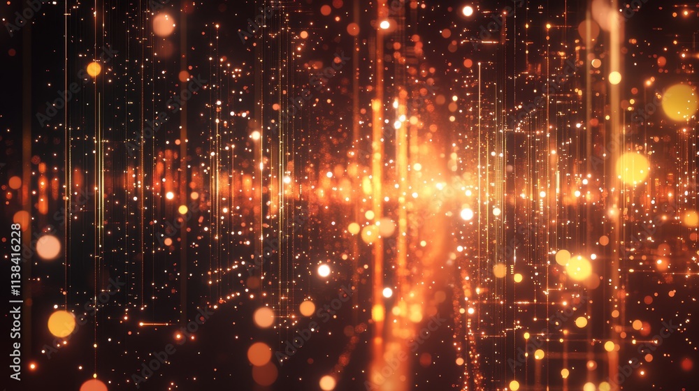 Poster golden lights bokeh background abstract sparkle texture