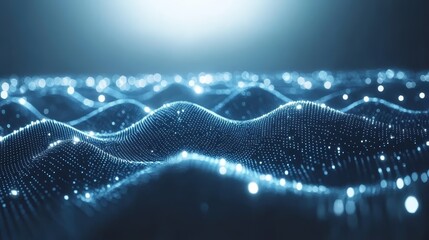 Abstract Blue Digital Wave Background