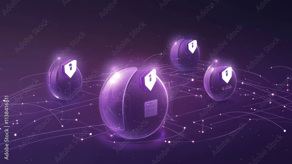 Poster secure network data protection global cyber security concept