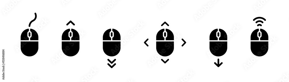 Poster scroll mouse icon. scrolling mouse cursor symbol. cursor navigation icons. vector icons