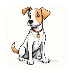 In watercolor and pencil crayons, roughly drawn children's book illustrations in a cartoon style, featuring a curious dog.