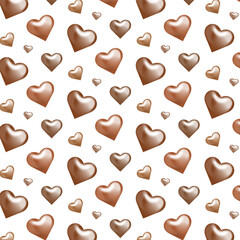 Seamless pattern. Heart mocha mousse color. Trendy colors 2025 year. Realistic vector hearts. Happy valentines day, women day holiday, dating invitation, wedding or marriage greeting card design