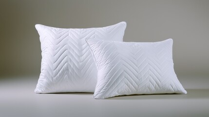 Comparative ad featuring two pillows side by side studio setting product minimalist environment close-up view comfort concept