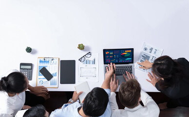 Group of office worker and businesspeople working on business financial data analysis. Empty space...