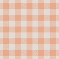 Attire check vector seamless, cotton pattern texture background. Woman textile plaid fabric tartan in white and orange colors.