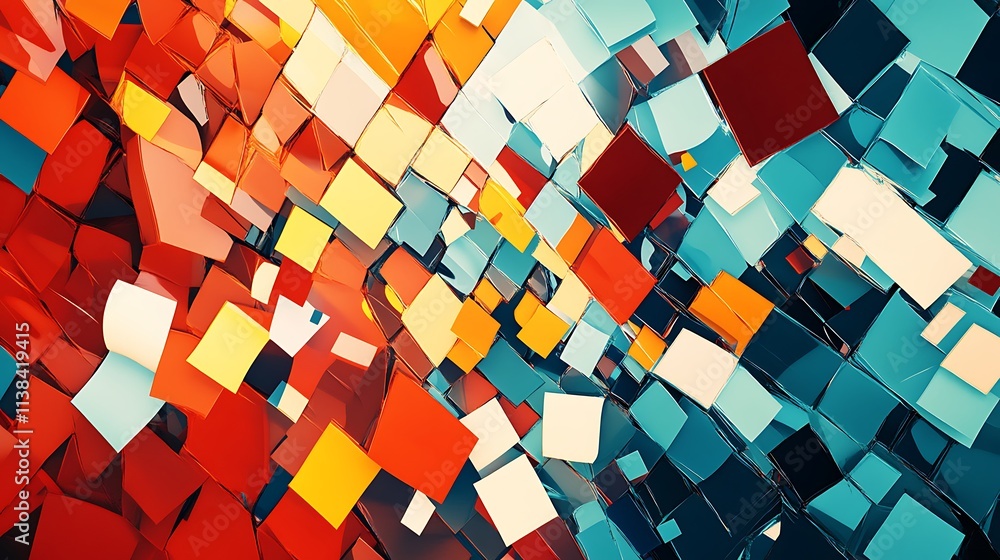 Poster abstract colorful cube composition dynamically arranged