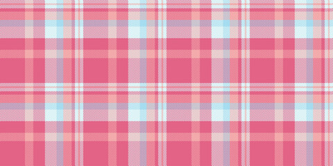 Single textile seamless fabric, sparse check texture background. Grungy vector pattern plaid tartan in light and red colors.