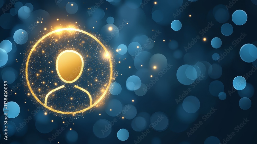 Poster golden user profile abstract background sparkle effect