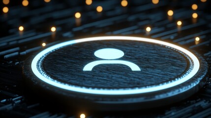 Glowing User Icon on Tech Background