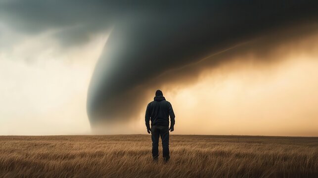 A storm chaser analyzing radar data before heading into a tornado, showing calculated risktaking