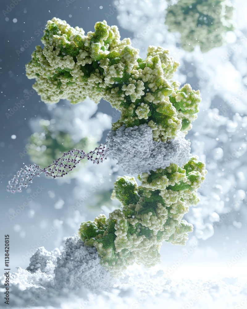 Poster bacteriophage virus injection process laboratory 3d model scientific environment close-up view cellu