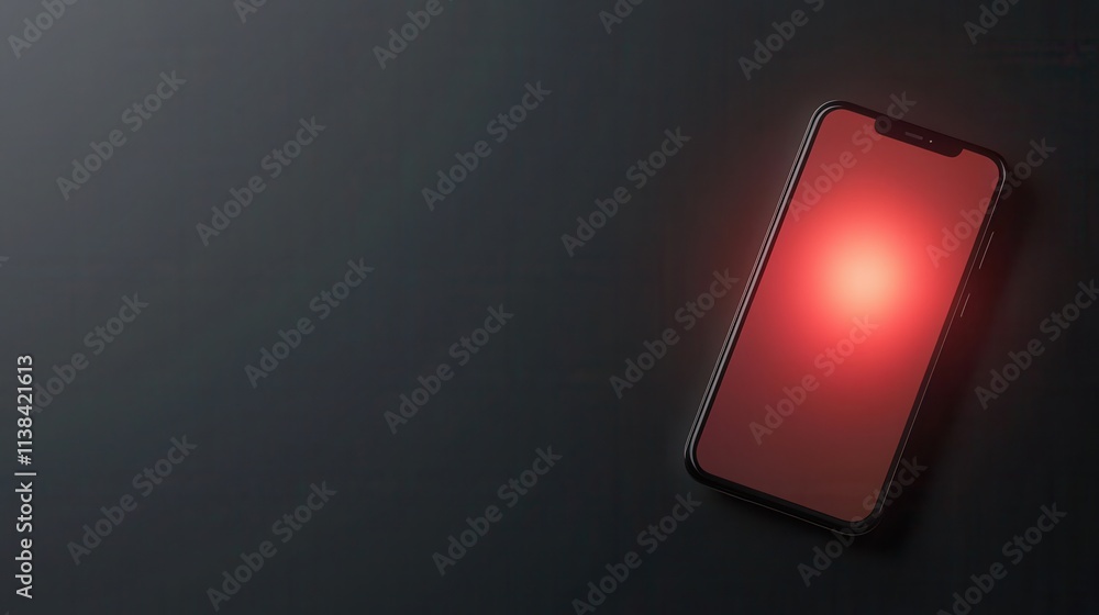 Poster a smartphone with a glowing red screen rests on a dark surface, creating a striking contrast.