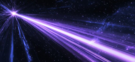 Cosmic Light Beam Across Starry Night Sky