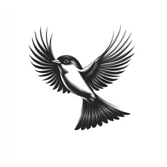 Fototapeta premium Black and white bird in flight.
