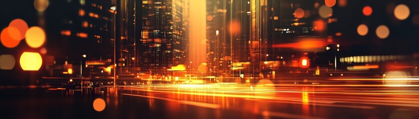 Obraz premium Futuristic Cityscape at Night Neon Lights Urban Scene