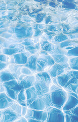 Obraz premium Blue water surface, water ripples. Summer abstract reflections in the pool. Vertical background with sun glare on the water