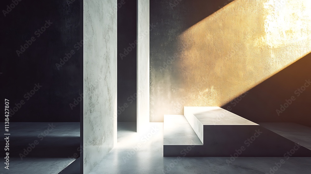 Aufkleber abstract modern minimalist concrete structure with steps