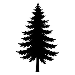 Pine tree graphic elements vector silhouette, A simple tree vector art design isolated on a white background