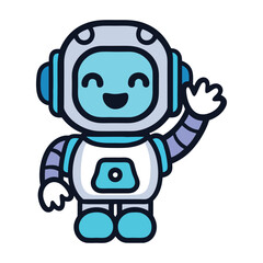 Cute Robot Mascot Vector Design.