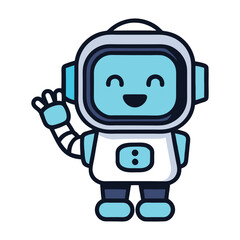 Cute Robot Mascot Vector Design.