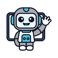 Cute Robot Mascot Vector Design.