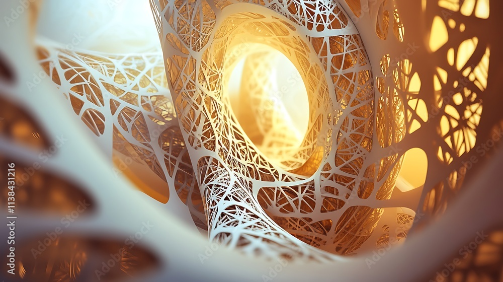 Poster abstract architectural design featuring intricate latticework