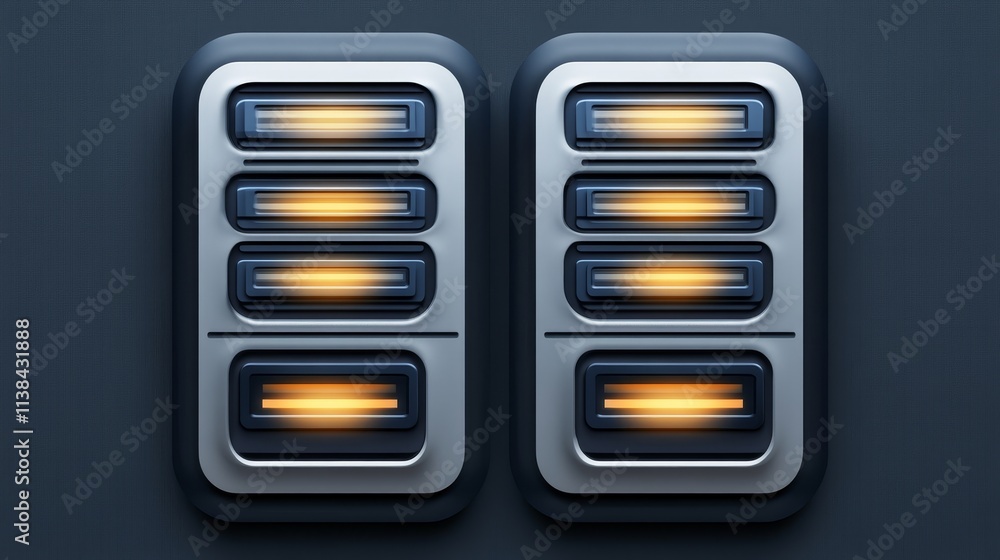 Poster futuristic interface illuminated control panel design