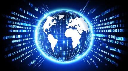 Global Network  Digital World  Binary Code  Data  Technology  Earth