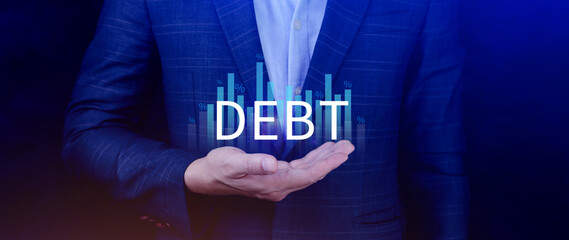 Debt growth and percentage for debt reduction concept, growth of public debt, Delve deeper the...