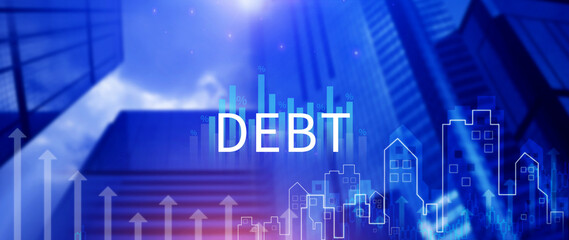 Debt growth and percentage for debt reduction concept, growth of public debt, Delve deeper the complex concept of debt and significant impact on effectively managing personal finances.