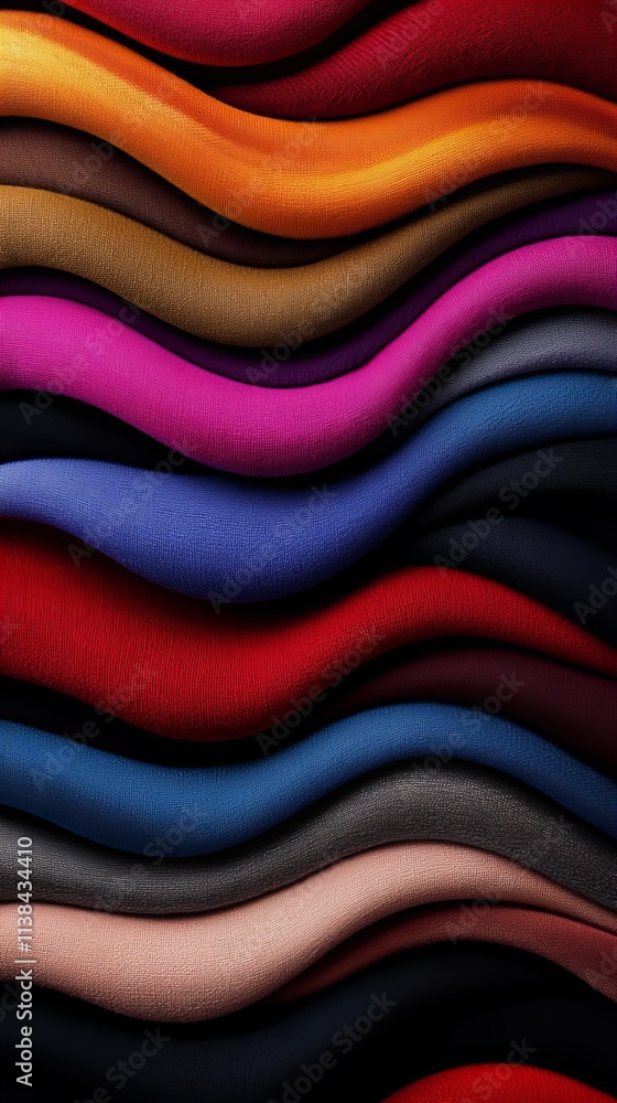 Aufkleber colorful waves of fabric in various shades and textures create a vibrant and dynamic visual display.