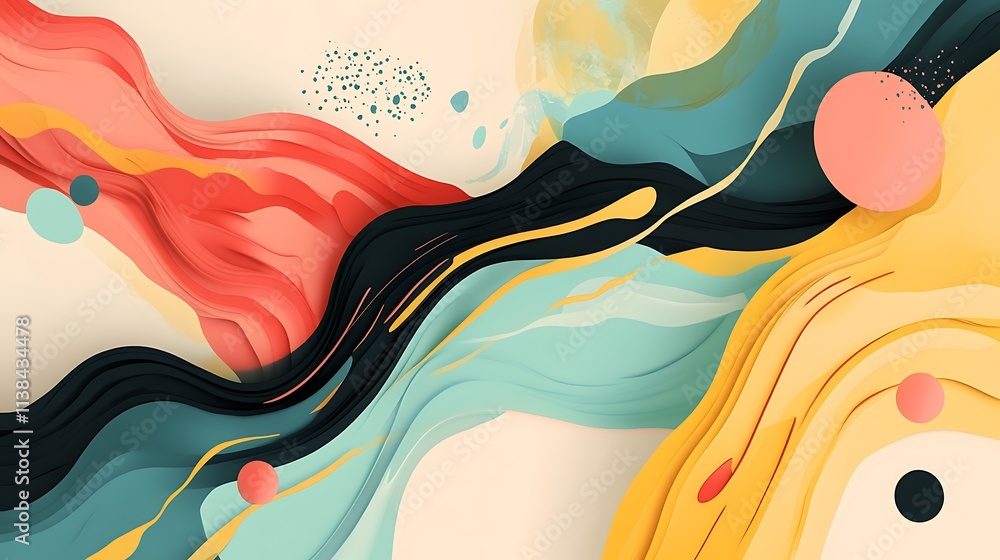 Poster abstract colorful waves and shapes design