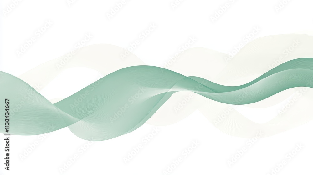 Poster abstract green wave background flowing lines smooth curves design element