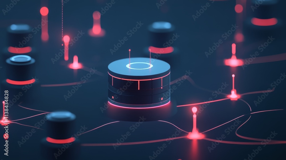 Poster futuristic network abstract digital data center hub