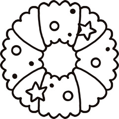 Festive Holiday Wreath, Colorful Christmas Wreath, Cartoon Christmas Garland, Decorated Festive Ring, Cheerful Ornament Wreath