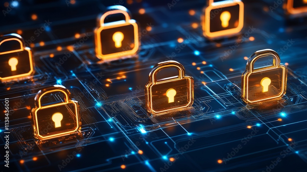 Poster cyber security network protection data encryption digital safety