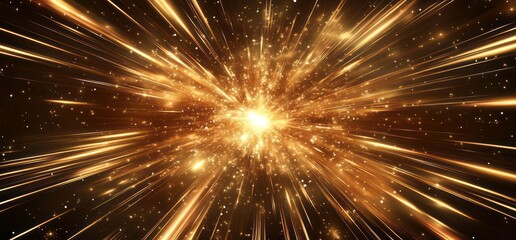 Golden Light Rays Explode From Bright Center