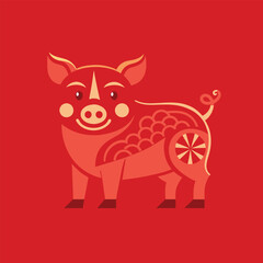 Chinese zodiac pig paper cut style 