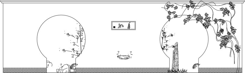 vector sketch, silhouette illustration, natural background background design with natural stones and plants.eps