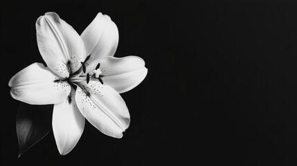 Fototapeta premium Elegant White Lily in Minimalist Setting on Black Background