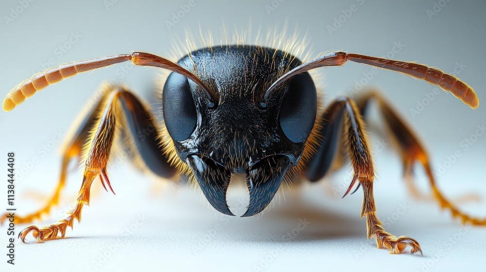 Poster close-up of a detailed insect, highlighting its features and structure.