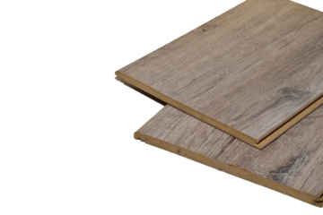 Laminate flooring with a pattern imitating the texture of oak wood.