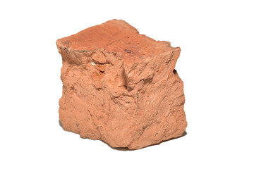 A piece of brick made of fired clay on a PNG background.