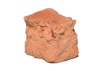 A piece of brick made of fired clay on a PNG background.