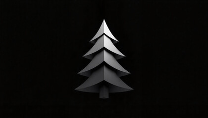 Fototapeta premium Geometric illustration of a Christmas tree, festive and minimalist design, on a black background