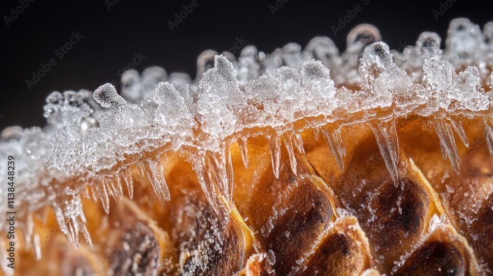 Aufkleber close-up of a textured surface with frost-like formations.