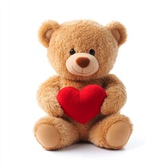 Obraz premium Teddy bear holding a heart isolated on white background