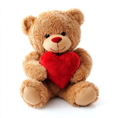 Obraz premium Teddy bear holding a heart isolated on white background
