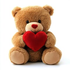 Fototapeta premium Teddy bear holding a heart isolated on white background